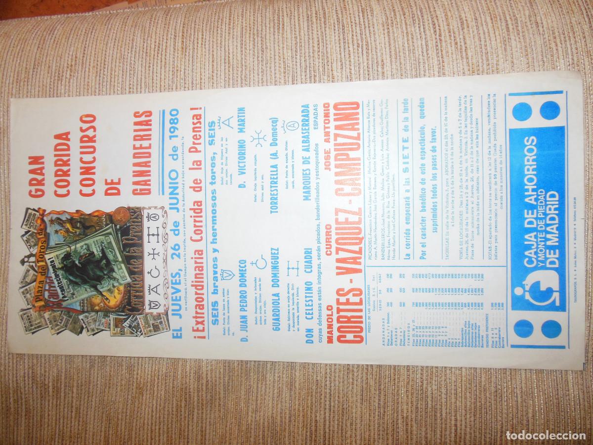 Carteles toros: 1980 CARTEL DE TOROS MADRID - GANADERIA VICTORINO MARTIN DOMECQ - MANOLO CORTES VAZQUEZ CAMPUZANO