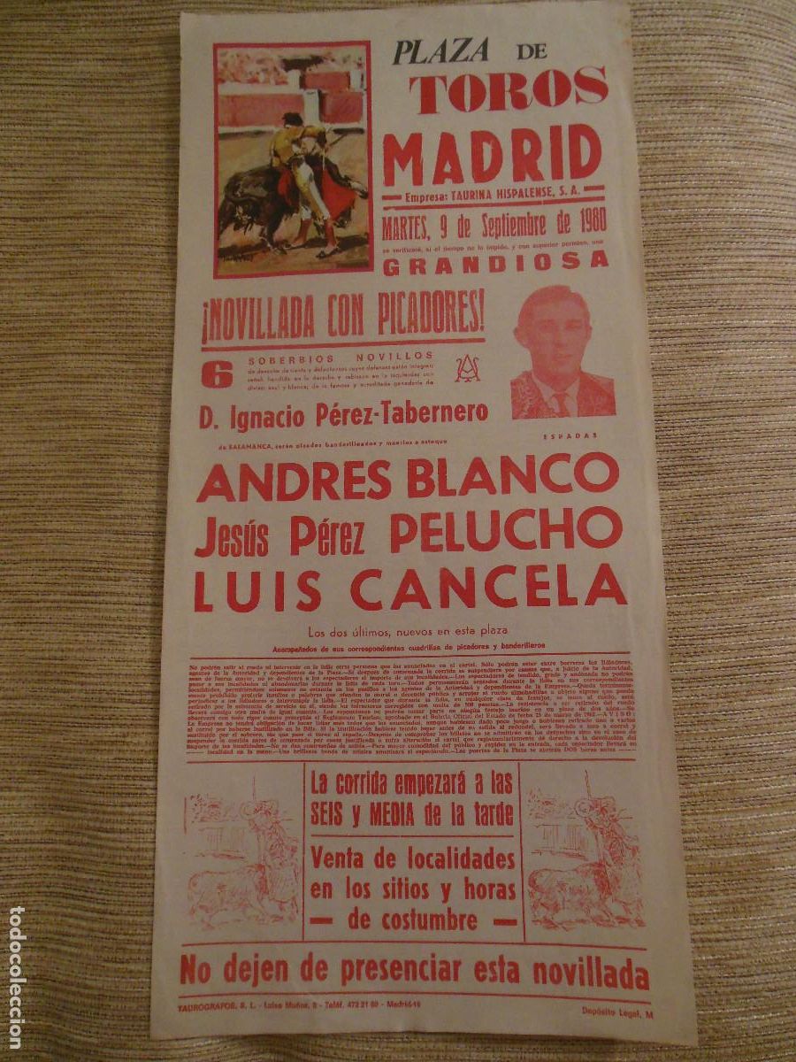 Carteles toros: 1980 CARTEL DE TOROS MADRID - ANDRES BLANCO PELUCHO LUIS CANCELA - DE IGNACIO PEREZ-TABERNERO