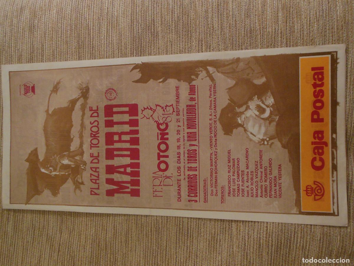 Carteles toros: 1981 CARTEL DE TOROS MADRID - ANTO&Ntilde;ETE CURRO ROMERO CAMPUZANO FUENTES MORA - DE VICTORINO MARTIN