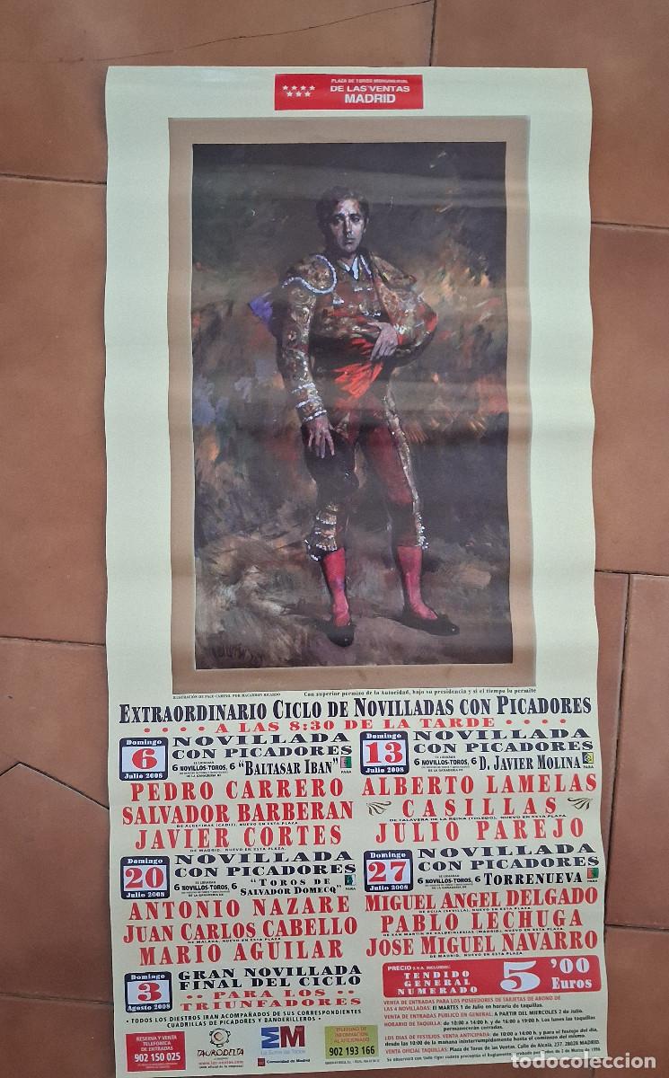 Carteles toros: Cartel de toros. Madrid. 6 julio a 3 agosto 2008. Ciclo de novilladas con picadores.