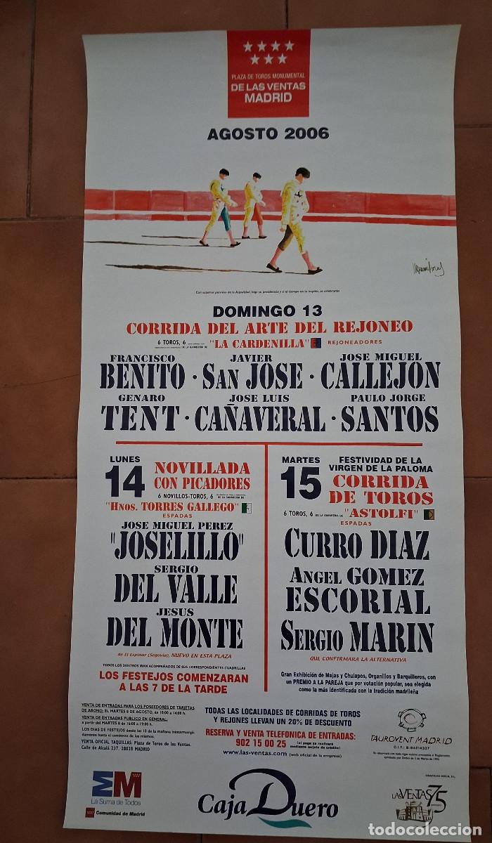 Carteles toros: Cartel de toros. Madrid. 13 a 15 agosto 2006. Corrida de rejoneo, novillada y corrida.