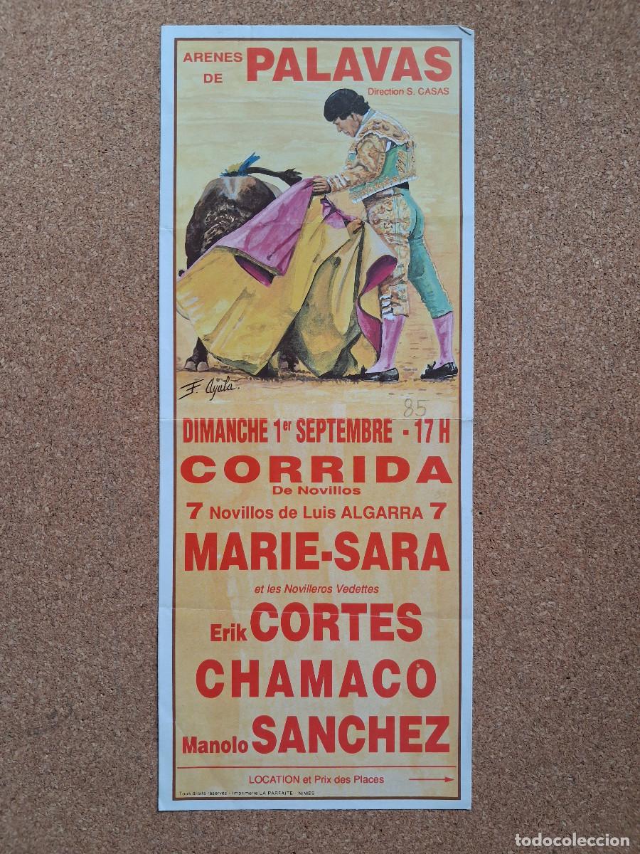 Carteles toros: Cartel de toros. Ar&egrave;nes de Palavas. 1 septiembre 1985. Corrida de novillos.