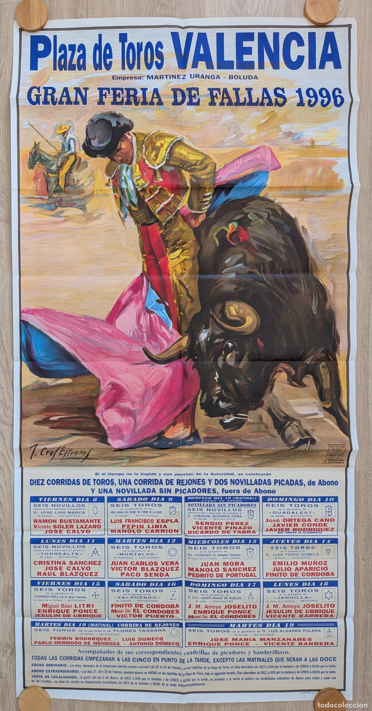 Bull Posters: RW CARTEL TOROS PLAZA VALENCIA 1996 GRANDE LITRI PONCE UBRIQUE J CROS CTD38