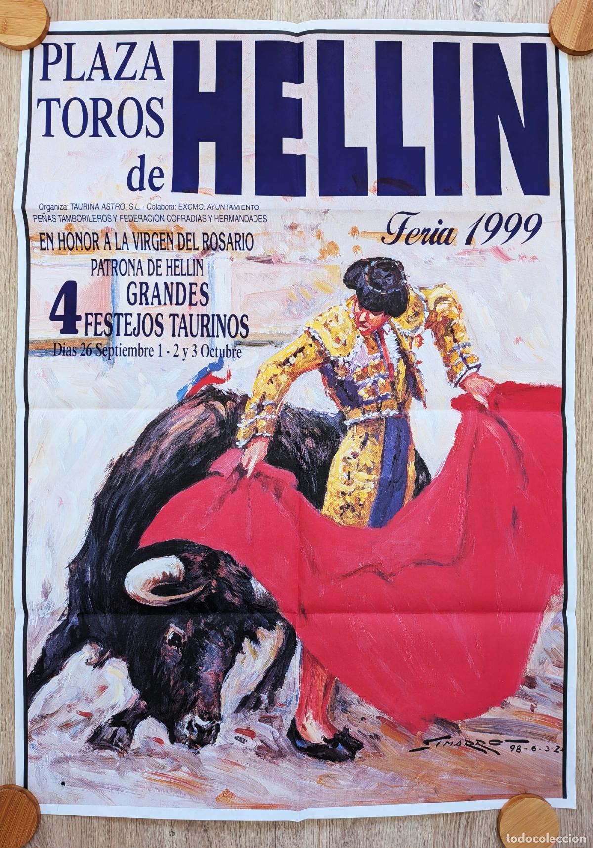 Bull Posters: RW CARTEL TOROS PLAZA HELLIN ALBACETE 1999 SIN TOREROS FESTEJOS TAURINOS SIMARRO CTD41