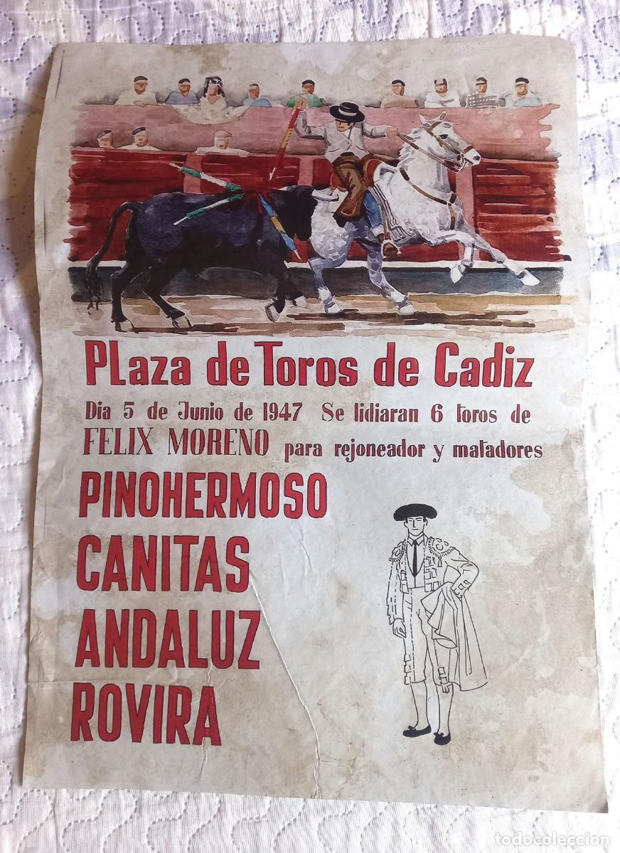 Carteles toros: Cartel de toros en C&aacute;diz a&ntilde;o 1947