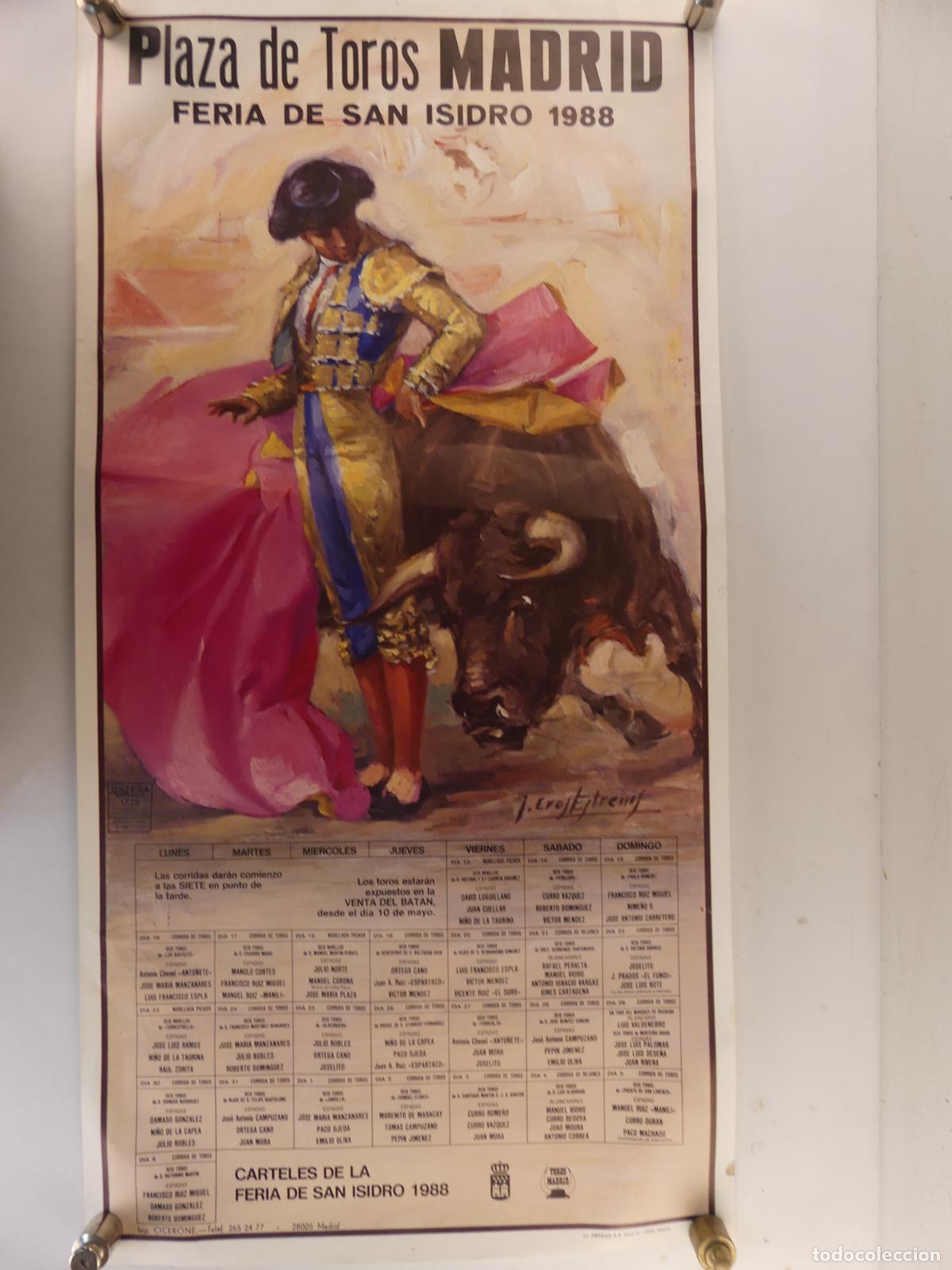 Carteles toros: CARTEL DE TOROS PLAZA DE TOROS MADRID FERIA DE SAN ISIDRO 1988 -- REF: 4