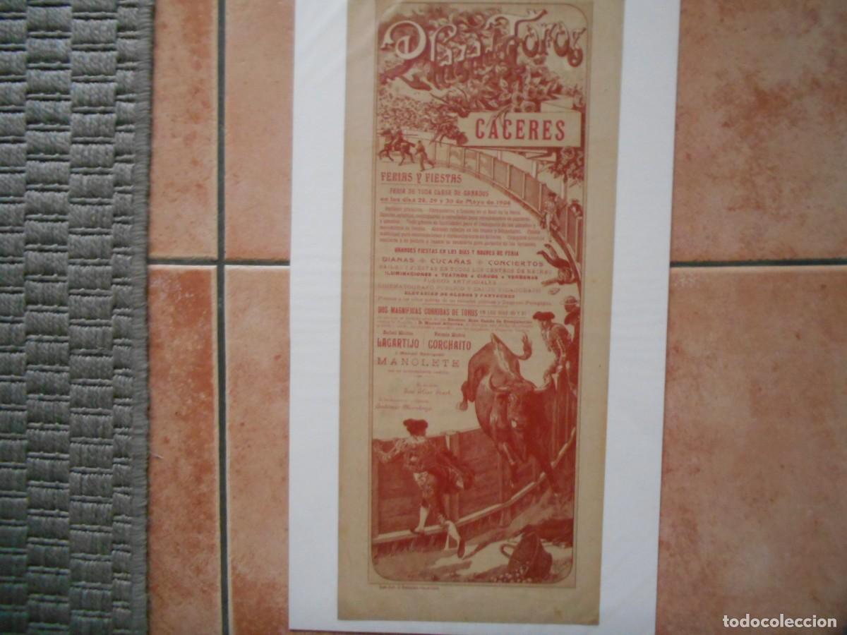 Carteles toros: CARTEL DE TOROS DE CACERES 1908