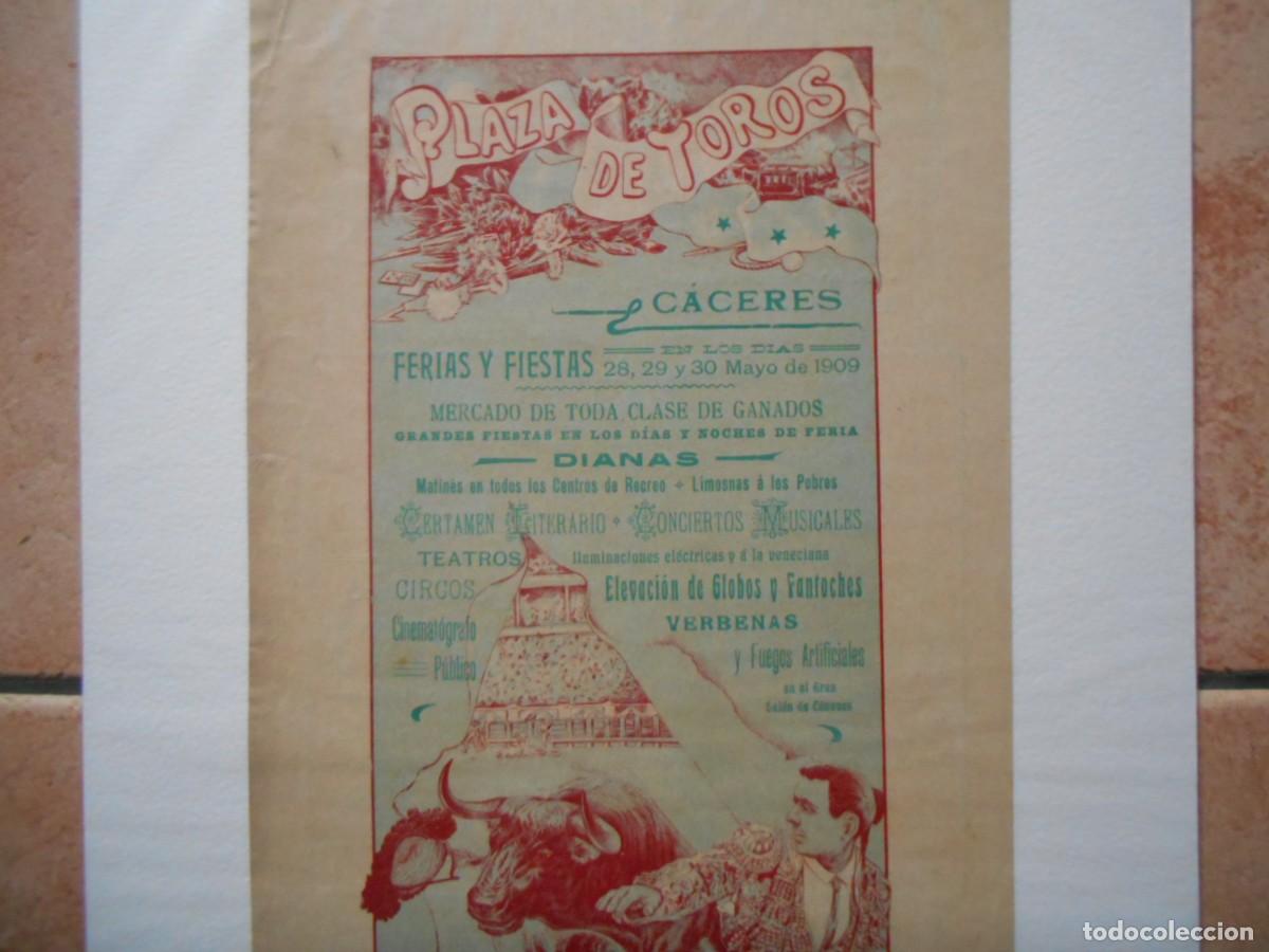 Carteles toros: CARTEL DE TOROS DE CACERES 1909 - Foto 4
