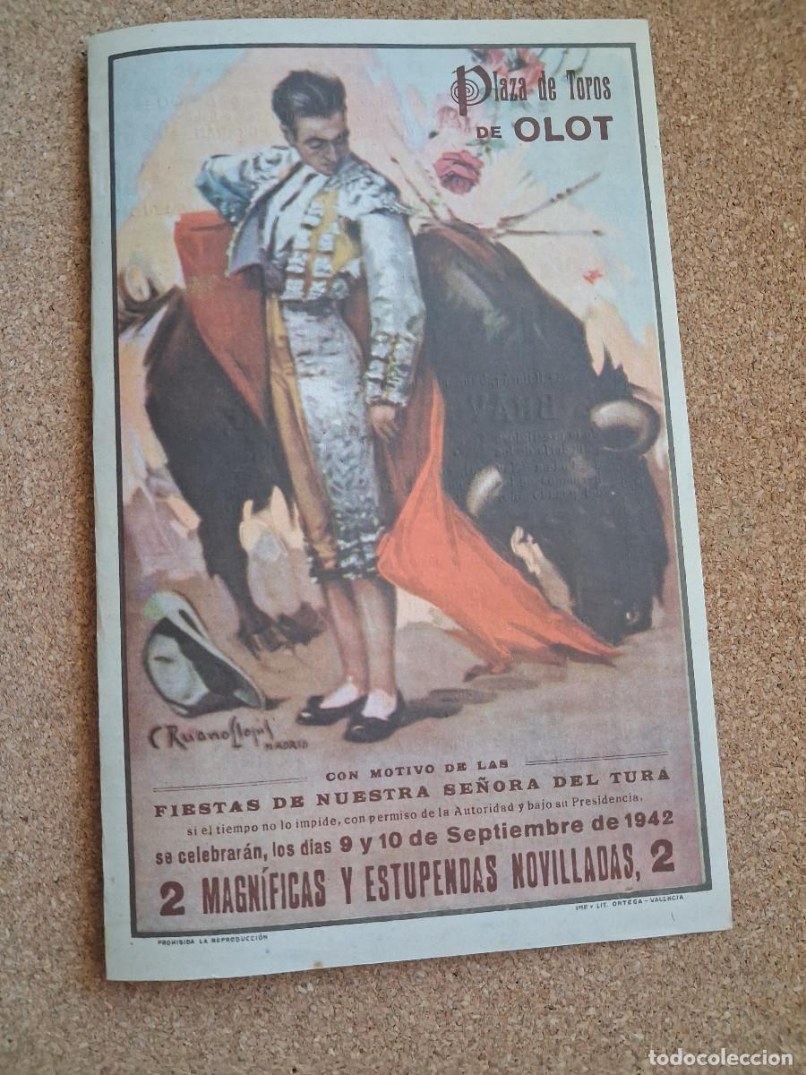 Carteles toros: Programa de toros. Olot. 9 y 10 septiembre 1942. Dos novilladas. Chatet, Alcalare&ntilde;o, etc.