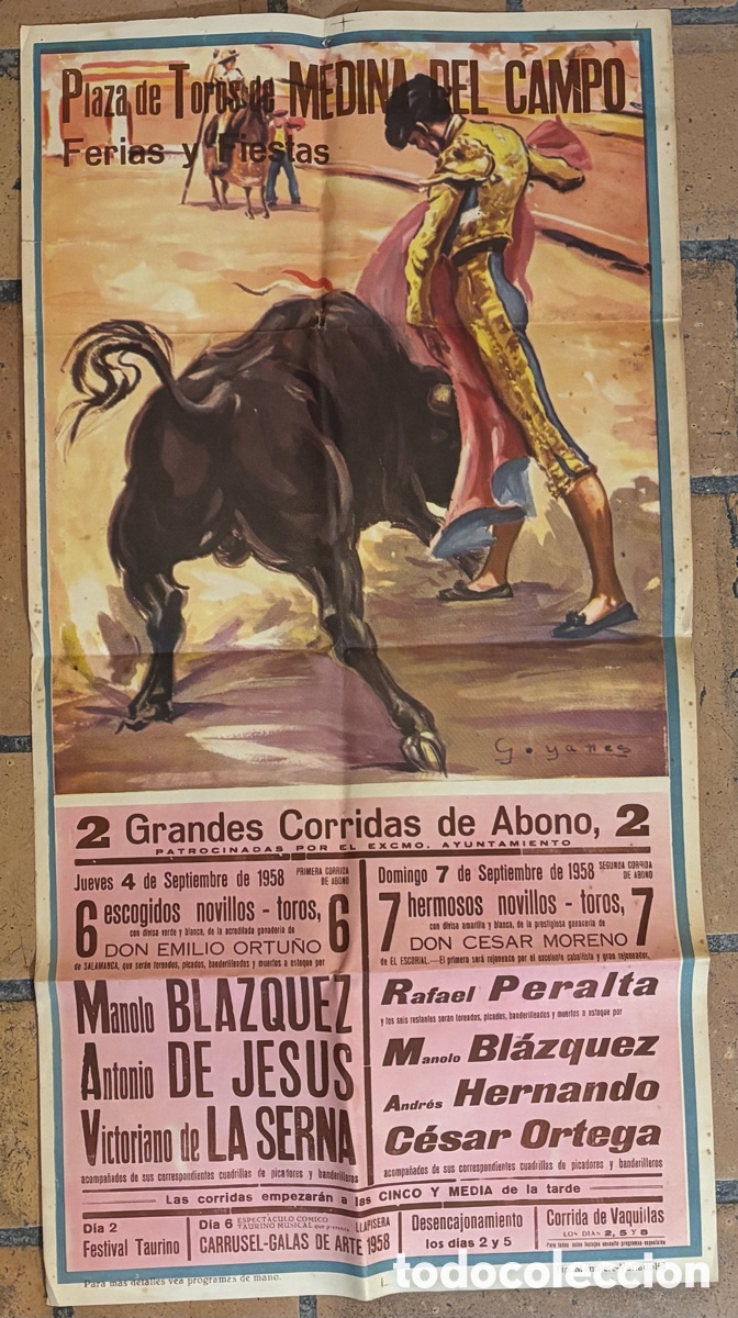 Carteles toros: Cartel de toros Medina del Campo. 1957
