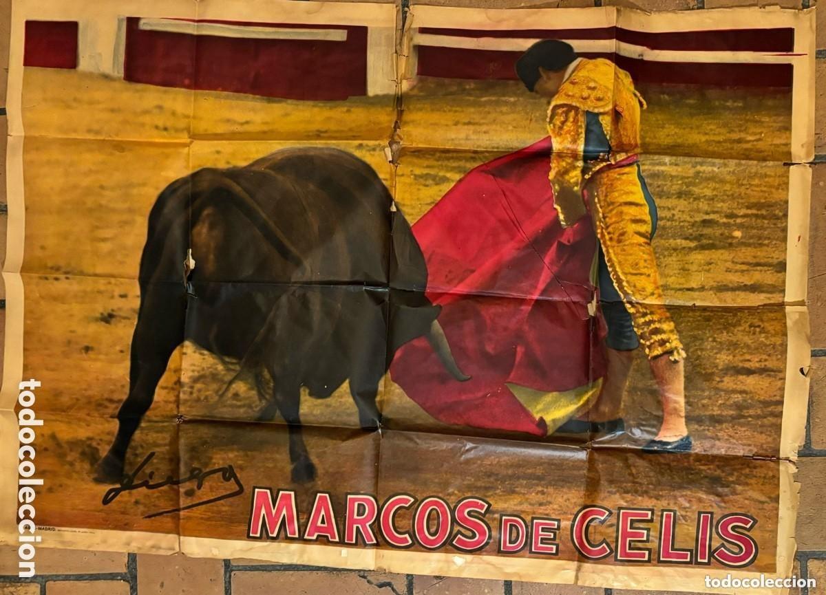 Carteles toros: Gran cartel toros Marcos Celis, torero Palencia, a&ntilde;os 1956