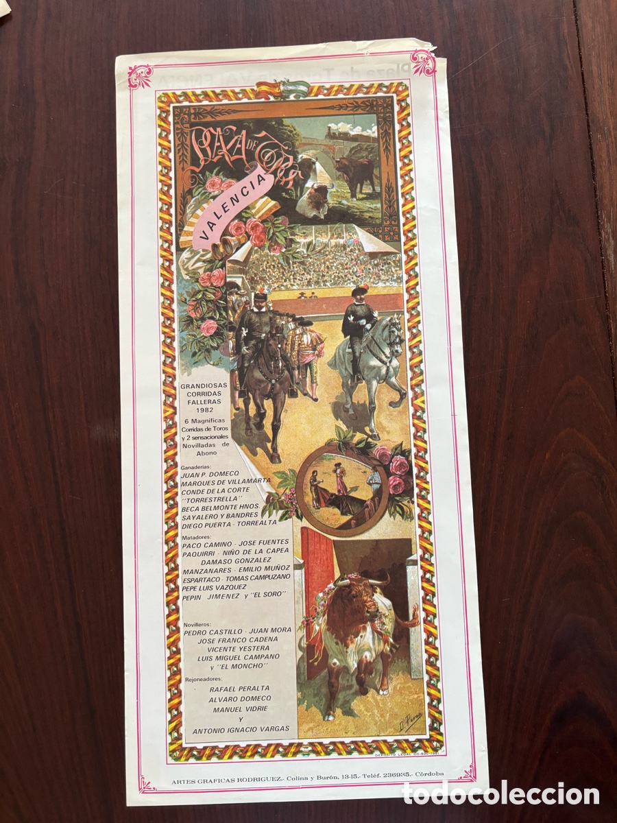 Carteles toros: Alternativa de El Soro. Cartel toros Valencia, Feria de Fallas 1982. Paco Camino, Pepe Luis V&aacute;zquez