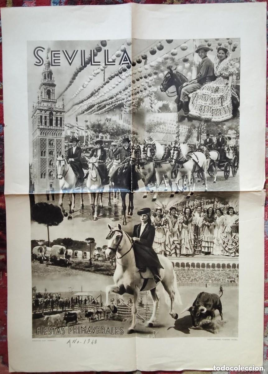 Carteles toros: CARTEL SEVILLA 1948 - FIESTAS PRIMAVERALES. ORIGINAL FOTO SERRANO. 70 x 50 CM.