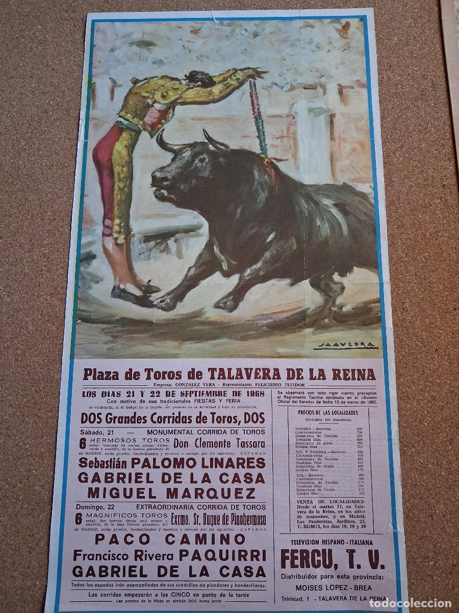 Carteles toros: Cartel de toros. Talavera de la Reina. 21 y 22 septiembre 1968. Dos grandes corridas de toros.