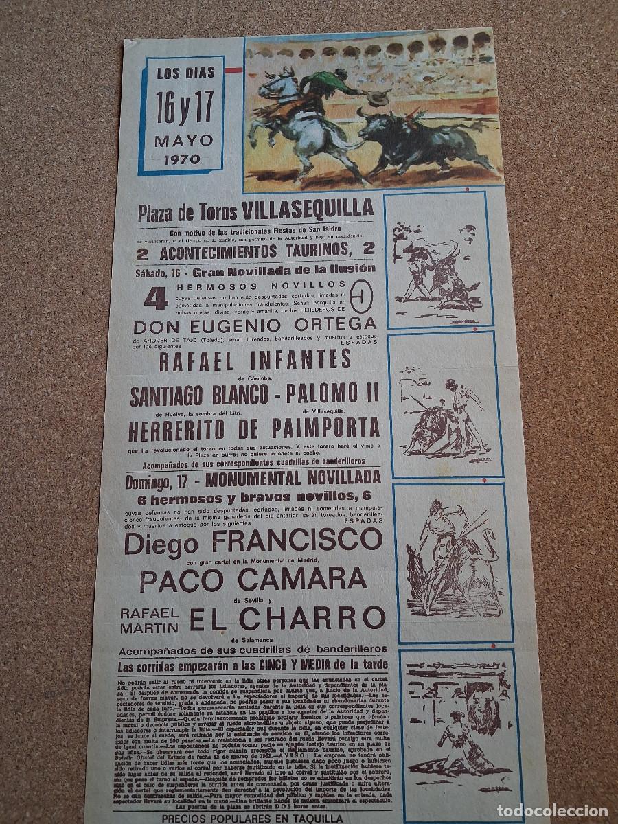 Carteles toros: Cartel de toros. Villasequilla. 16 y 17 mayo 1970. Dos novilladas.