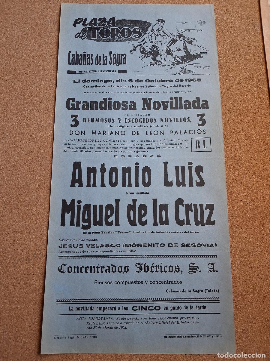 Carteles toros: Cartel de toros. Caba&ntilde;as de la Sagra. 6 octubre 1968. Novillada. Antonio Luis y Miguel de la Cruz.