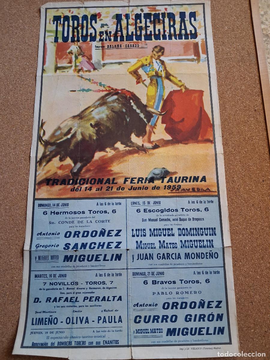 Carteles toros: Cartel de toros. Algeciras. 14 a 21 junio 1959. Tres corridas y una novillada.