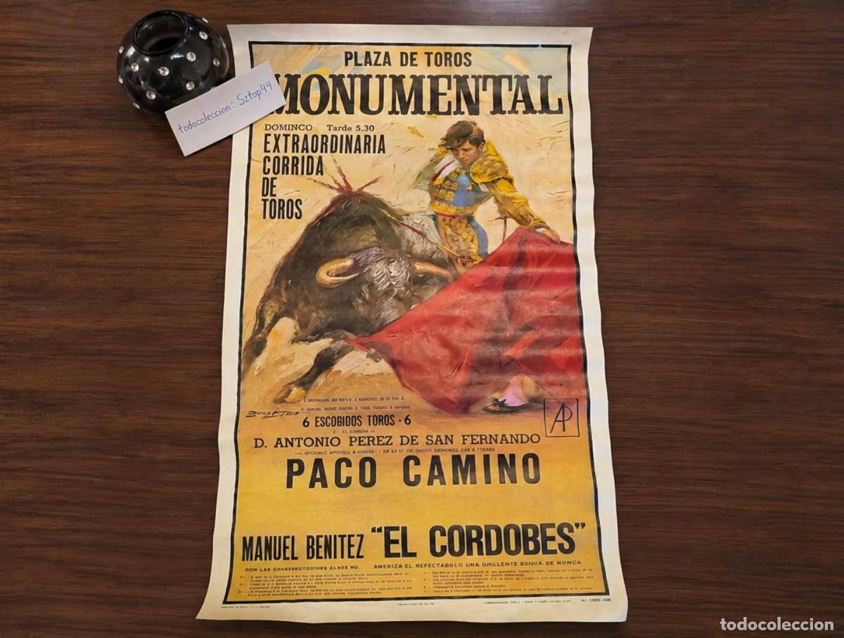 Carteles toros: Antiguo Cartel Litogr&aacute;fico Corrida de Toros 1964 - Plaza Monumental - Paco Camino / El Cordob&eacute;s