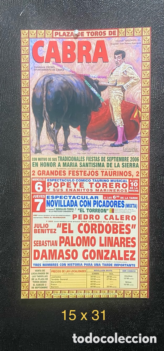 Carteles toros: Cartel de Toros en la plaza de toros de CABRA