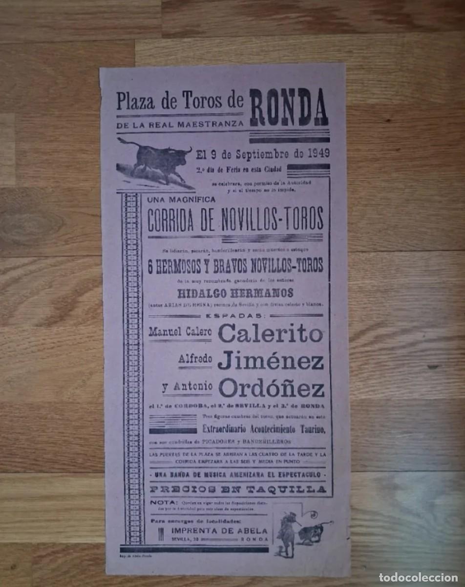 Carteles toros: Cartel toros Ronda 1949