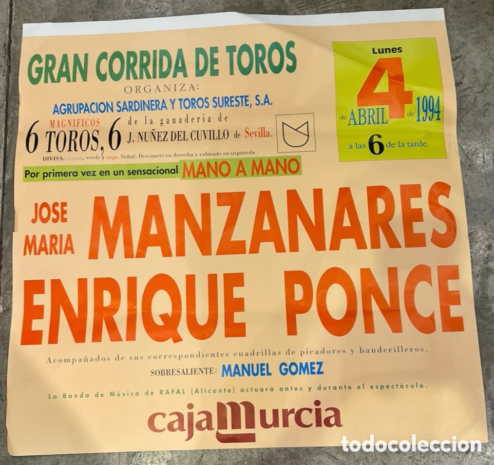 Carteles toros: Cartel de Toros. Agrupaci&oacute;n Sardinera. Murcia. 1994.