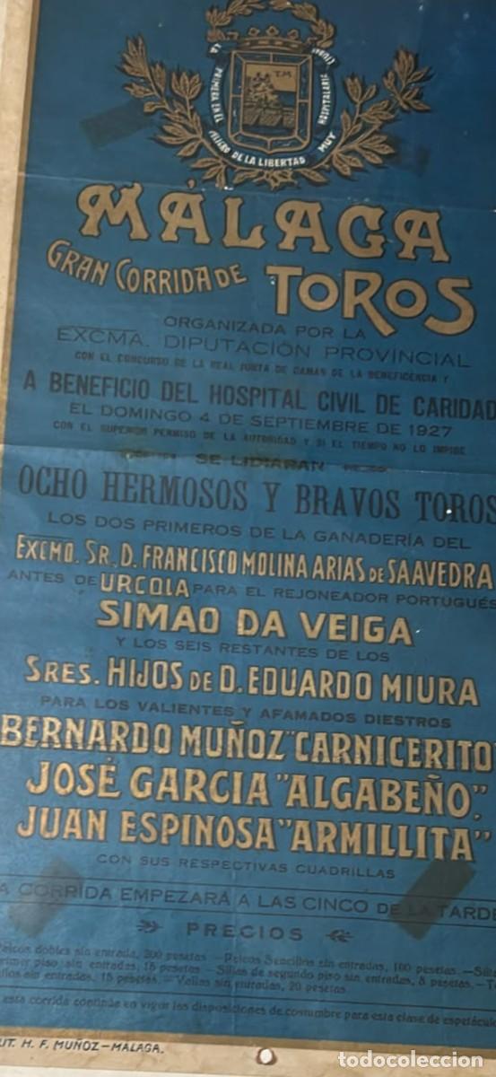Carteles toros: Cartel toros en M&aacute;laga 1927 - Foto 2