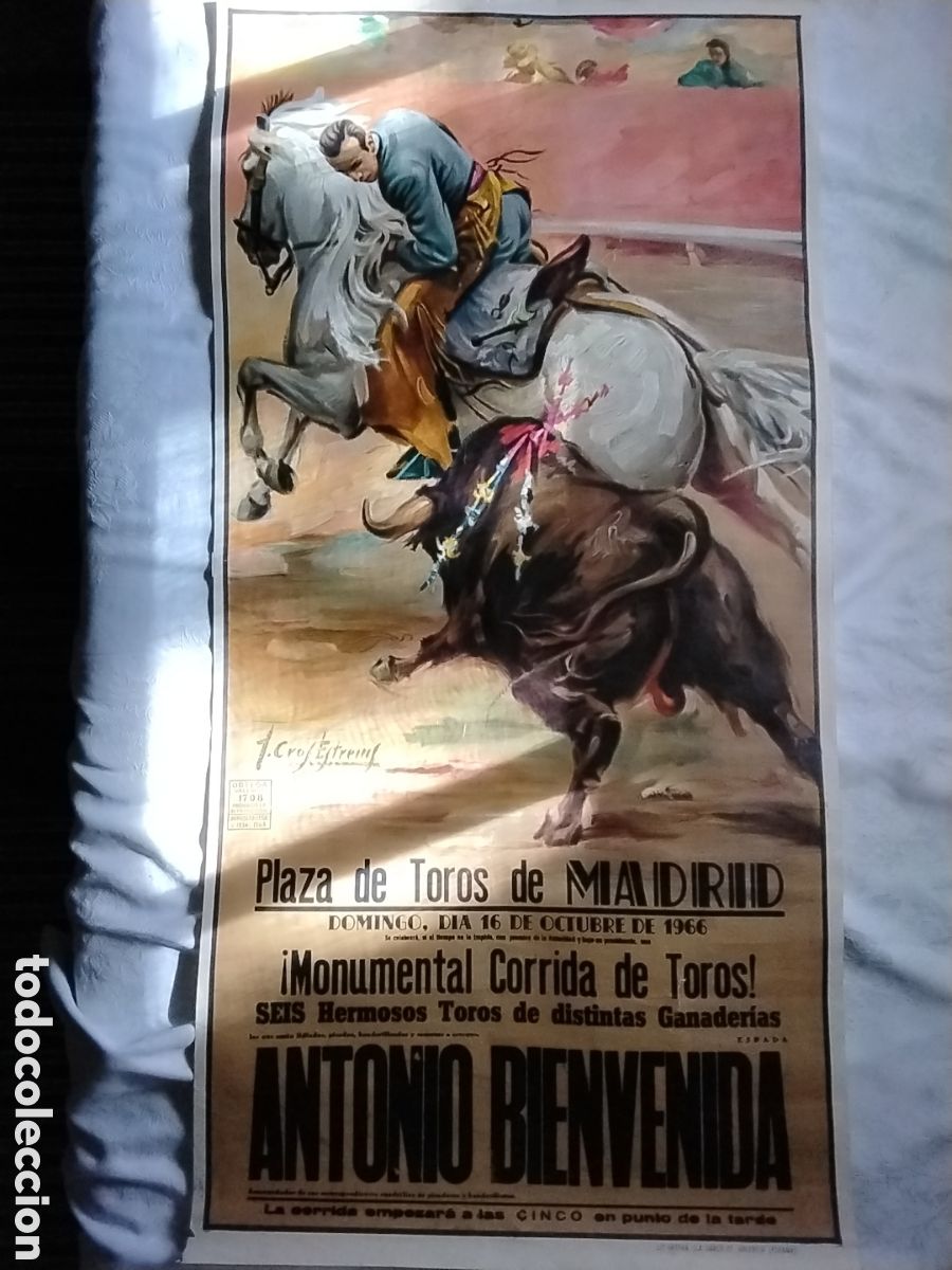 Bull Posters: CARTEL DE TOROS MADRID ANTONIO BIENVENIDA 1966