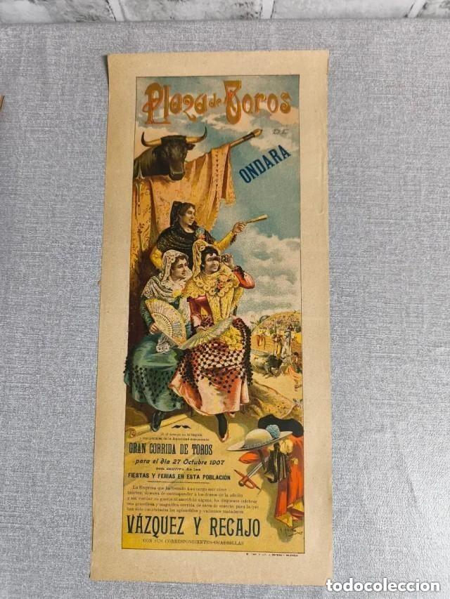 Plakate Stiere: Cartel Plaza de Toros Ondara 1907. Toros de Juan Yaguez
