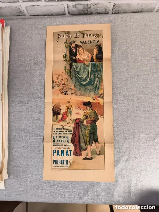 Plakate Stiere: Cartel taurino original de la Plaza de Toros de Valencia,16 de mayo de 1925 Panat y Paiporta
