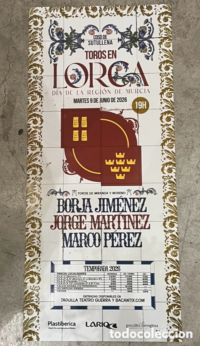 Carteles toros: Cartel de Toros. Coso de Sutullena. Lorca. Murcia. 2026.