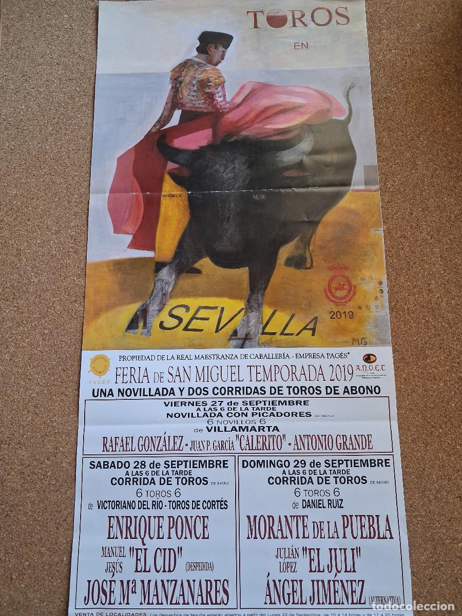 Carteles toros: Cartel de toros. Sevilla. Feria de San Miguel. Temporada 2019. Una novillada y dos corridas.