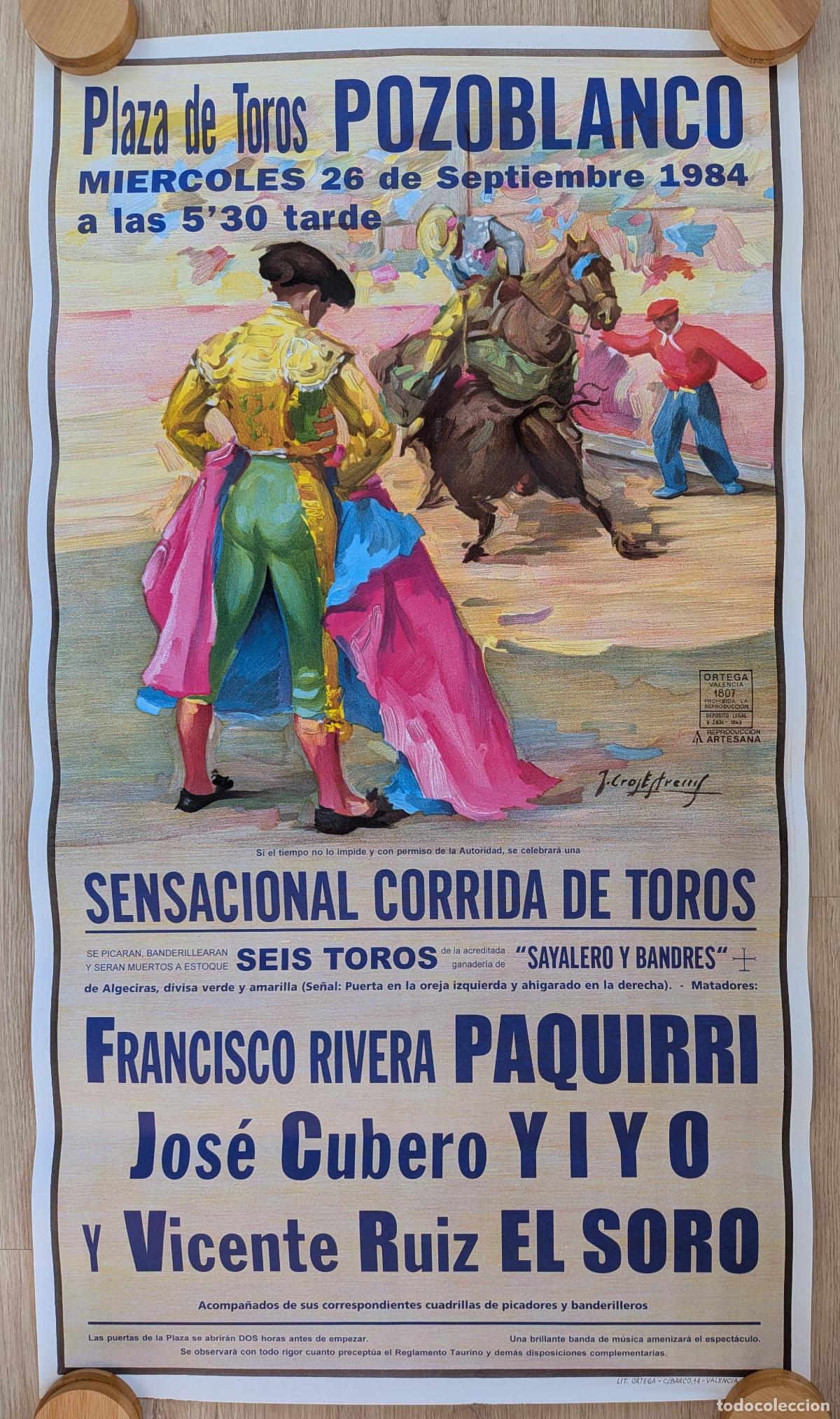 Carteles toros: RW CARTEL PLAZA TOROS POZOBLANCO CORDOBA 1984 PAQUIRRI YIYO EL SORO J CROS CT585