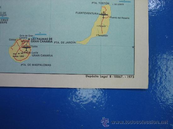 Carteles de transportes: Mapa de Espa&ntilde;a 1973  54&acute;5X41 - Foto 2