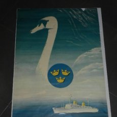 Carteles de Transportes: (T2) CARTEL NAVIERAS AÑOS 40 - SWEDISH AMERICAN LINE - FOR FUN AND RELAXATION TRAVEL OM THE WHITE
