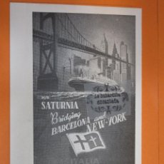 Carteles de Transportes: PUBLICIDAD 1952 - COLECCION HOTEL - BARCELONA NUEVA YORK LINEAS MARITIMAS ITALIANAS. Lote 297981003