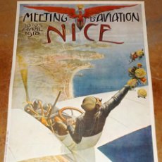 Affissi di Trasporti: REPRODUCCIÓN DE ANTIGUO CARTEL DE 1910. MEETING D'AVIATION EN NIZA ( FRANCIA )