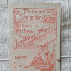 Carteles de Transportes: FERROCARRILES DE SANTANDER A BILBAO LÍNEAS DE BILBAO A LAS ARENAS Y PLENCIA VERNAO 1905 DESPLEGABLE
