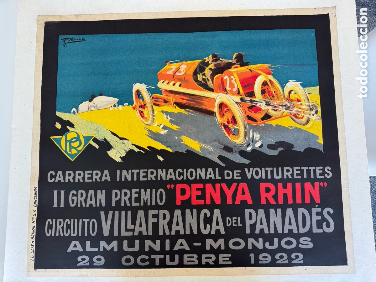 Carteles de Transportes: Cartel original Penya Rhin 1922