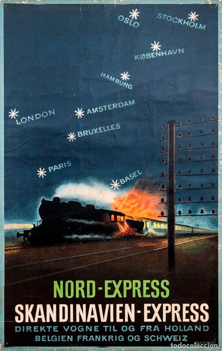 Carteles de transportes: Nord-Express Skandinavien-Express - 1946 - Cartel Original - Por Aage Rasmussen