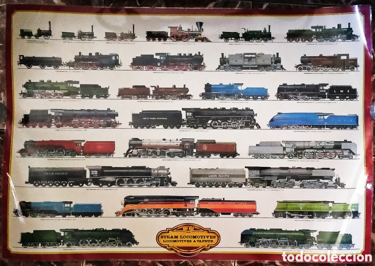Carteles de transportes: TRENES / CARTEL PLASTIFICADO; *LOCOMOTORAS DE VAPOR*. MIL&Aacute;N (Italia). A&ntilde;o 1983. 69x98,5 cm