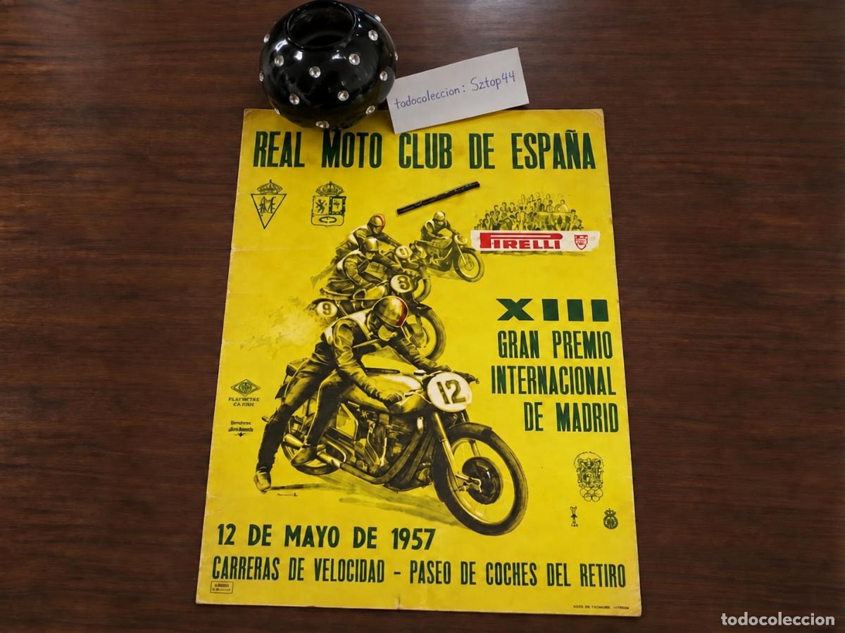 Carteles de transportes: Cartel Original Real Moto Club de Espa&ntilde;a 1957 &ndash; XIII Gran Premio Internacional de Madrid &ndash; Circuito