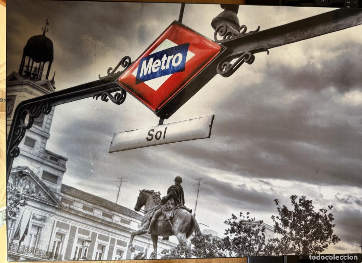 Carteles de transportes: P- CARTEL SOBRE MADERA FINA DEL METRO DE LA PUERTA DEL SOL