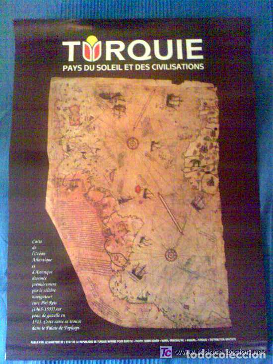 Carteles de Turismo: Plano de Piri Reis, Publicitario de turismo en Estambul, Turquía. 40 x 60 cm. En idioma francés. - Foto 1 - 85737604