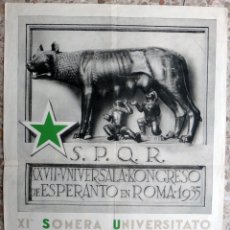 Carteles de Turismo: CARTEL ESPERANDO EN ROMA 1935, GALERIA MILAN MILANO, ORIGINAL . Lote 171259977