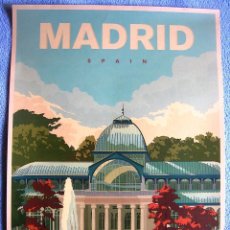 Carteles de Turismo: CARTEL POSTER RETRO TURISMO - MADRID BUEN RETIRO PARK AND THE CRYSTAL PALACE. SPAIN.. Lote 365331691