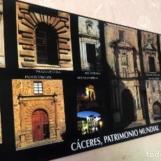 Carteles de Turismo: CARTEL POSTER TURISTICO PUERTAS Y VENTANAS MONUMENTALES, CACERES PATRIMONIO MUNDIAL, 70 CM X 25 CM. Lote 366060211