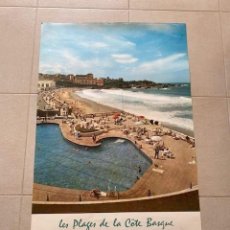 Carteles de Turismo: CARTEL TURISTICO FRANCES. BIARRITZ. LES PLAGES DE LA CÒTE BASQUE .AÑOS 70 . 99X62CM