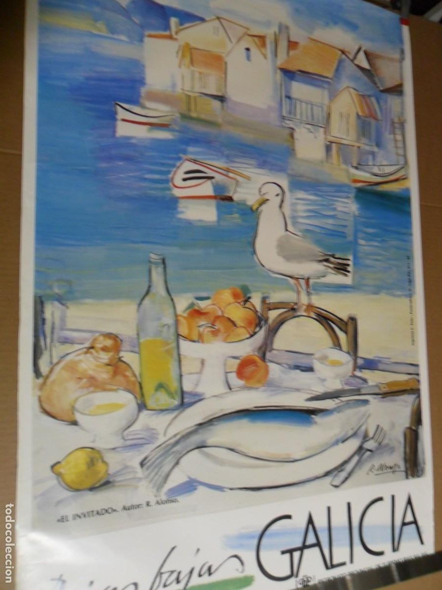 Carteles de Turismo: GALICIA RIAS BAIXAS CARTEL EL INVITADO DE R. ALONSO