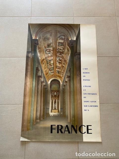 Carteles de Turismo: CARTEL LITOGRAFIA TURISMO FRANCIA. L'EGLISE ET LES FRESQUES DE SAINT-SAVIN SUR GARTEMPE
