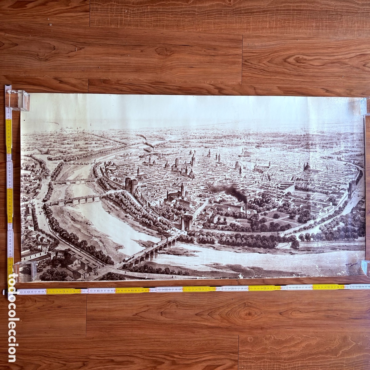 Carteles de Turismo: Gran l&aacute;mina panor&aacute;mica antigua de Valencia &ndash; Alfred Guesdon &ndash;